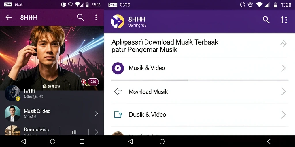 Antarmuka aplikasi 8HHH yang user-friendly untuk Download Musik.
