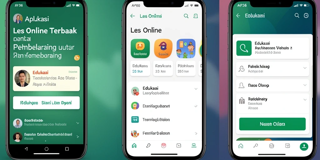 Tampilan antarmuka aplikasi Les Online yang user-friendly dan interaktif.