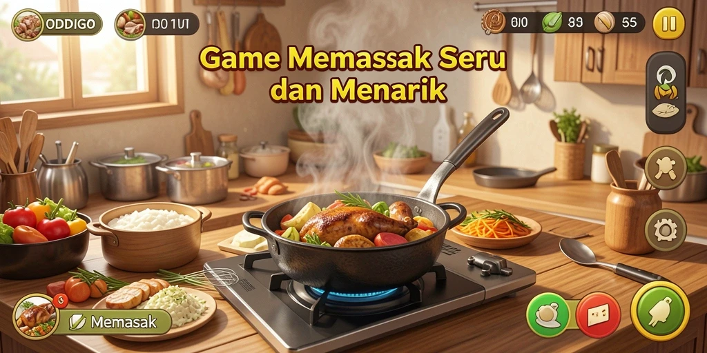 Tampilan antarmuka ODDIGO menunjukkan keseruan memasak.