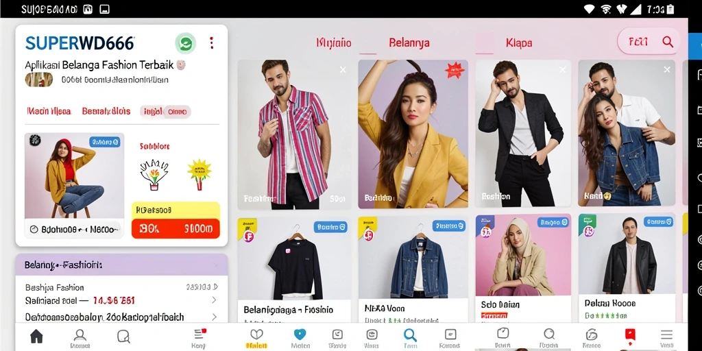 Tampilan antarmuka aplikasi belanja Fashion yang menarik dan mudah digunakan.