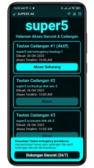 Tampilan link alternatif super5
