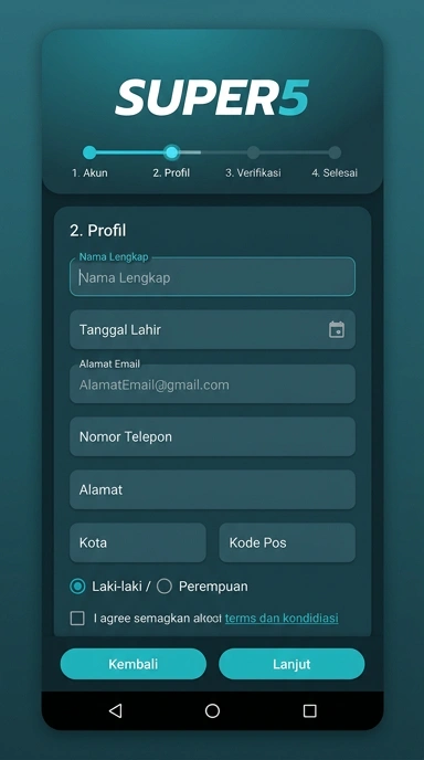 Tampilan halaman daftar super5