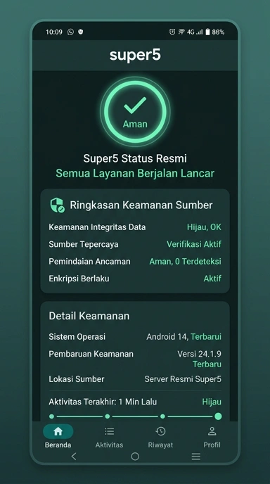 Tampilan kanal resmi super5
